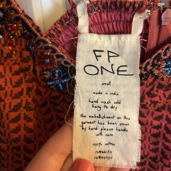 Free People/FP One Beaded Neckline Boho Dress - Picture 4 of 5